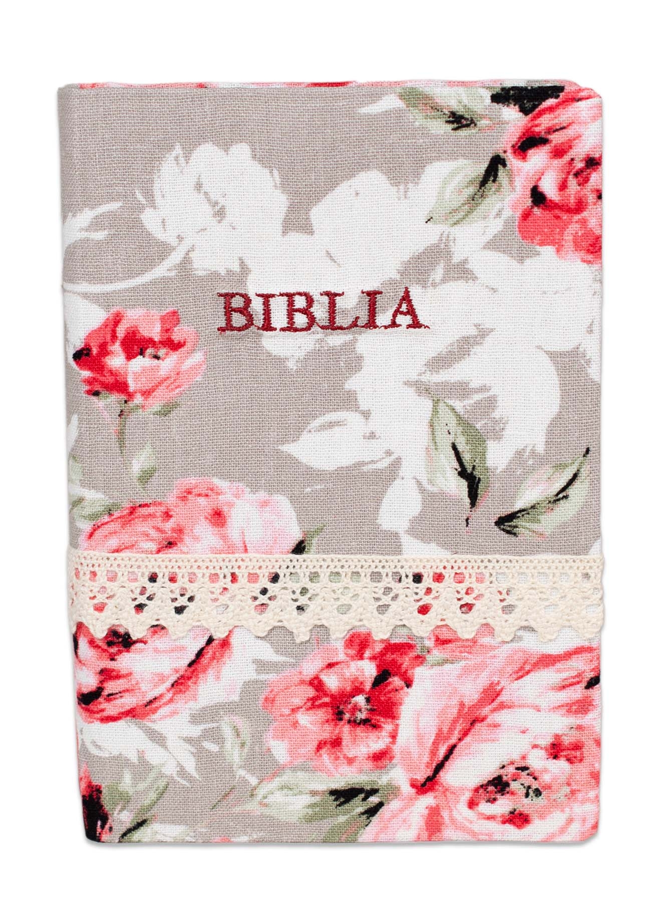 Biblia handmade, marime medie, coperta flexibila textila, cularea bej cu flori,  margini albe ,index,harti biblice. Biblia handmade, marime medie, coperta flexibila textila, cularea bej cu flori,  margini albe ,index,harti biblice.