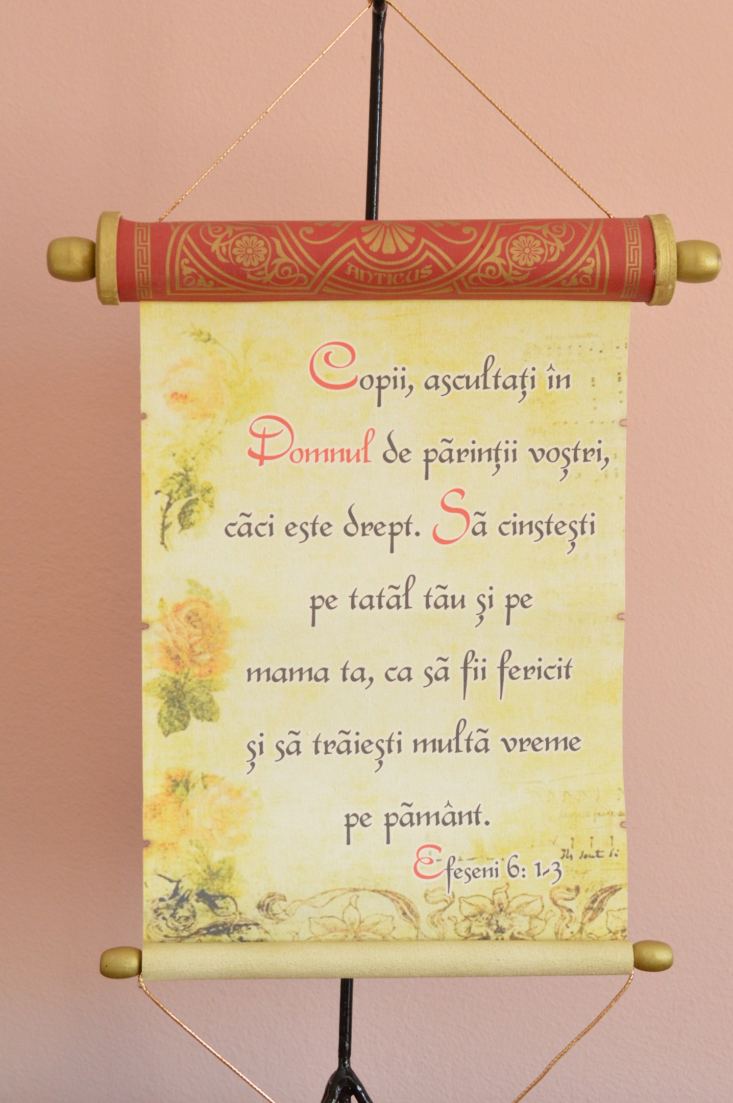 Pergament antic - Copii, ascultati in Domnul, de parintii vostrii...