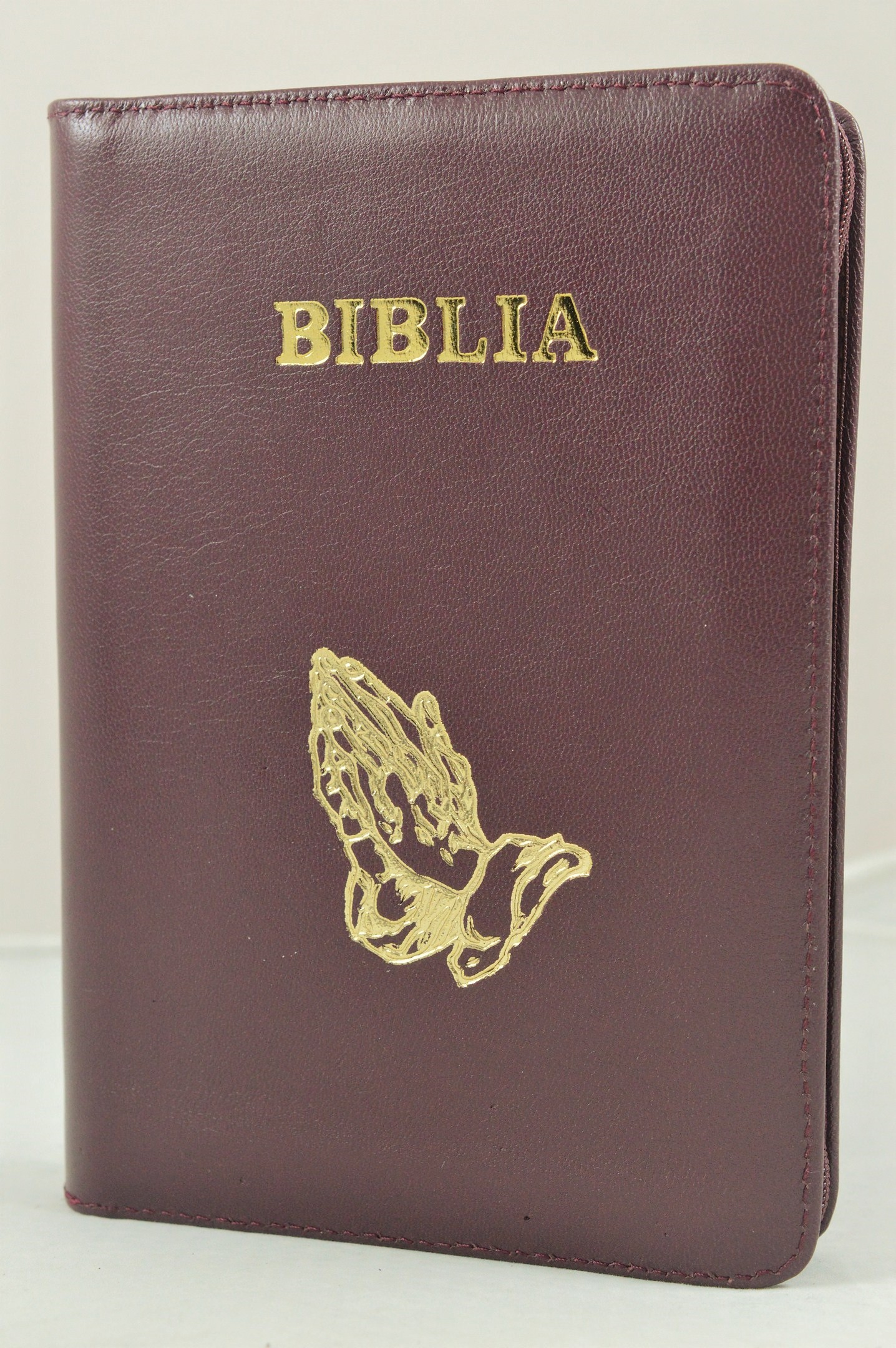 Biblia NTR - Noua Traducere, marime medie-mare, piele, maro inchis, fermoar, simbol maini Biblia NTR - Noua Traducere, marime medie-mare, piele, maro inchis, fermoar, simbol maini