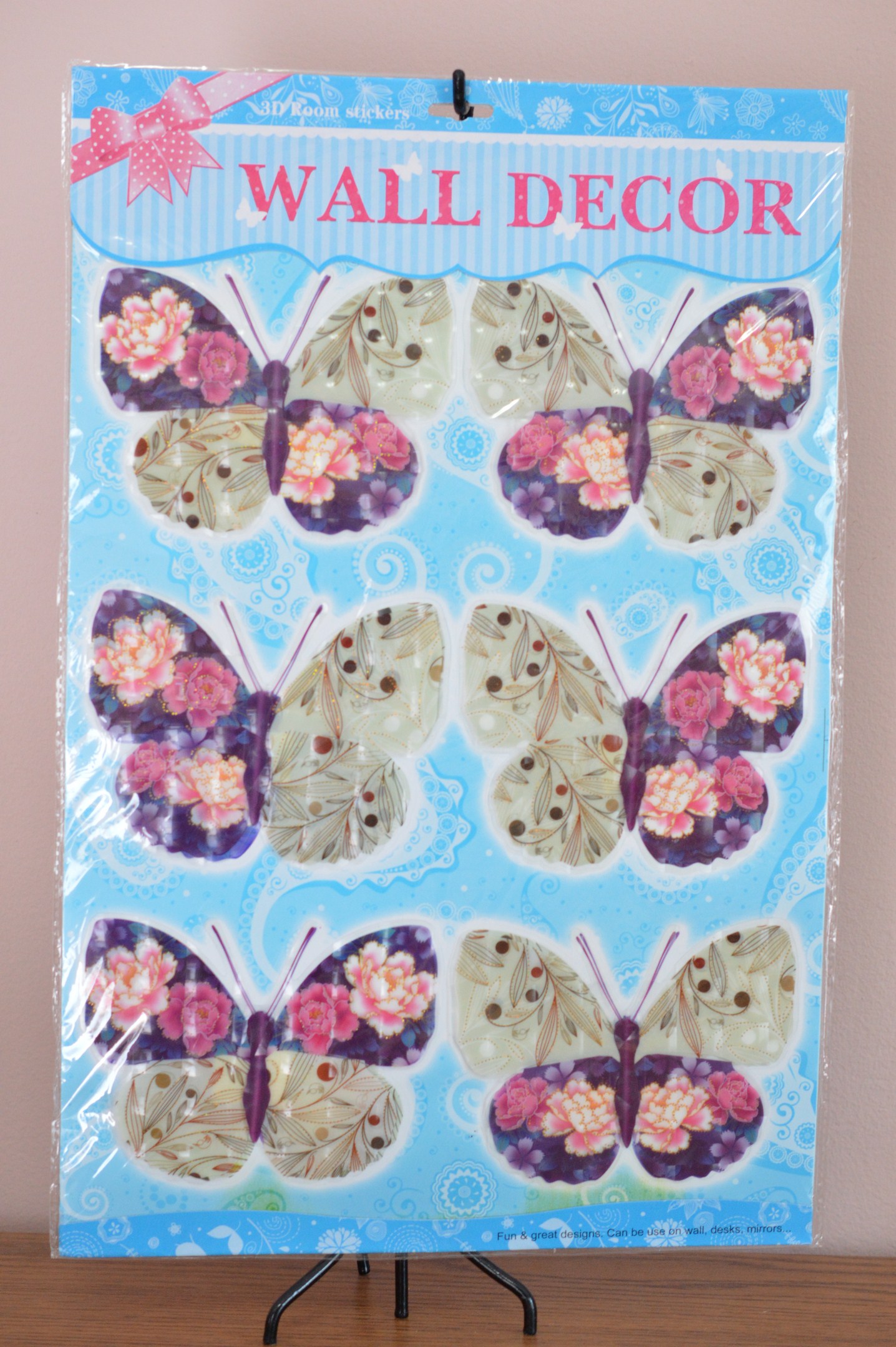 Fluturi decorativi 3D (set 6 buc) - model roze Fluturi decorativi 3D (set 6 buc) - model roze