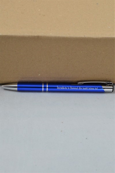 Pix cu mesaj crestin - Increde-te in Domnul din toata inima ta! (albastru) Pix cu mesaj crestin - Increde-te in Domnul din toata inima ta! (albastru)