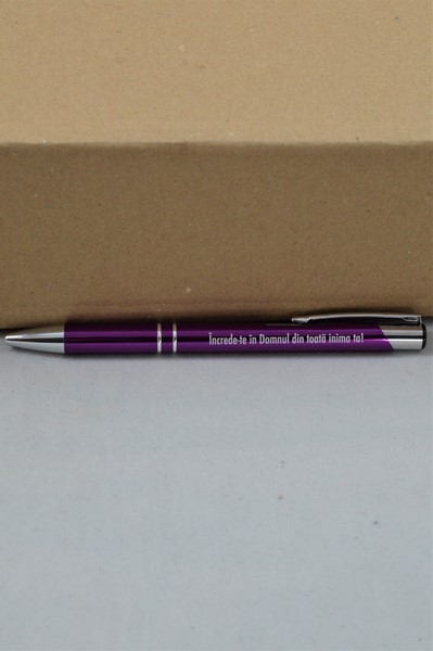 Pix cu mesaj crestin - Increde-te in Domnul din toata inima ta! (mov) Pix cu mesaj crestin - Increde-te in Domnul din toata inima ta! (mov)