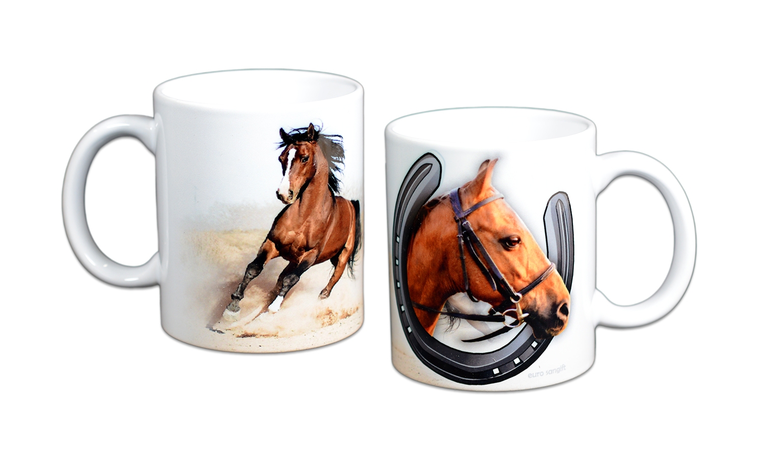 Cana cadou decorata cu cai Cana cadou decorata cu cai