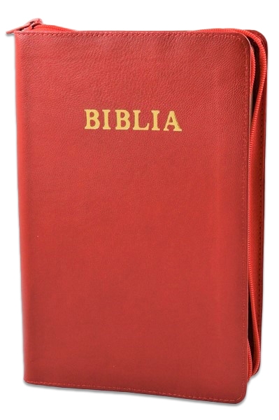Biblia cu ilustratii, piele, rosie, fermoar, margini aurii, traducere Cornilescu Biblia cu ilustratii, piele, rosie, fermoar, margini aurii, traducere Cornilescu