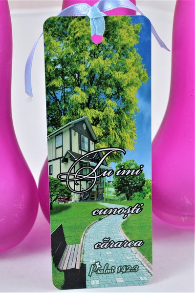 Semn de carte cu panglica albastru deschis - Tu imi cunosti cararea/In ajutorul tau nadajduiesc Doamne! Semn de carte cu panglica albastru deschis - Tu imi cunosti cararea/In ajutorul tau nadajduiesc Doamne!