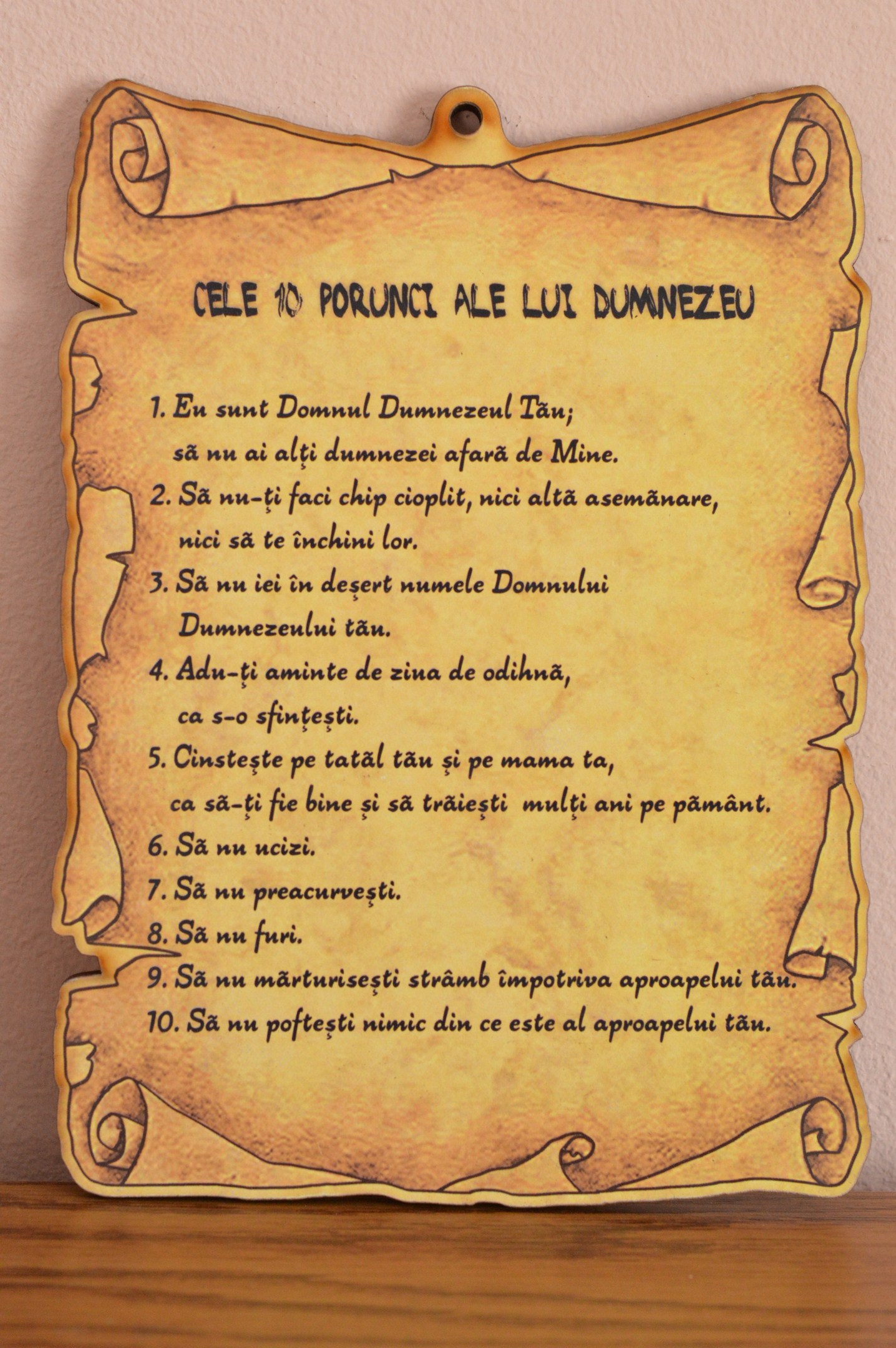 Tablita din lemn - Cele 10 porunci Tablita din lemn - Cele 10 porunci
