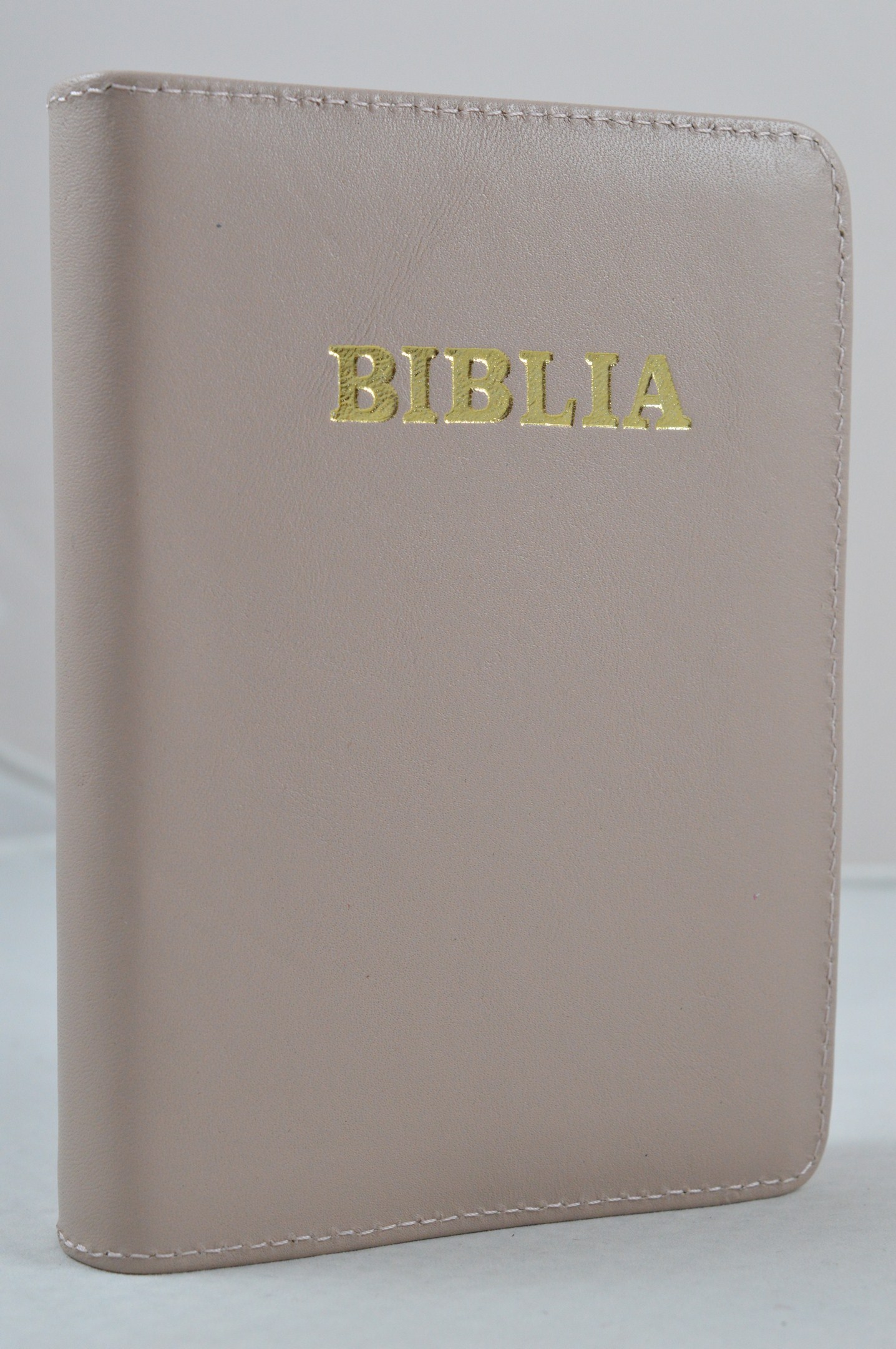 Biblia format mic, din piele, culoare roz-cafeniu, index, fermoar, margini argintii, cuv. lui Isus in rosu [047 PFI]