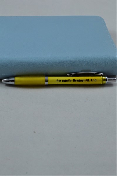 Pix cu mesaj crestin - Pot totul in Hristos! - (galben) Pix cu mesaj crestin - Pot totul in Hristos! - (galben)