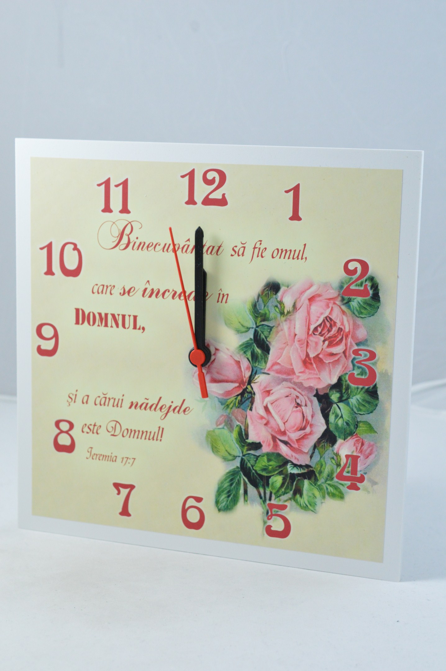 Ceas cu mesaj, rama rosie -  Binecuvântat să fie omul ...