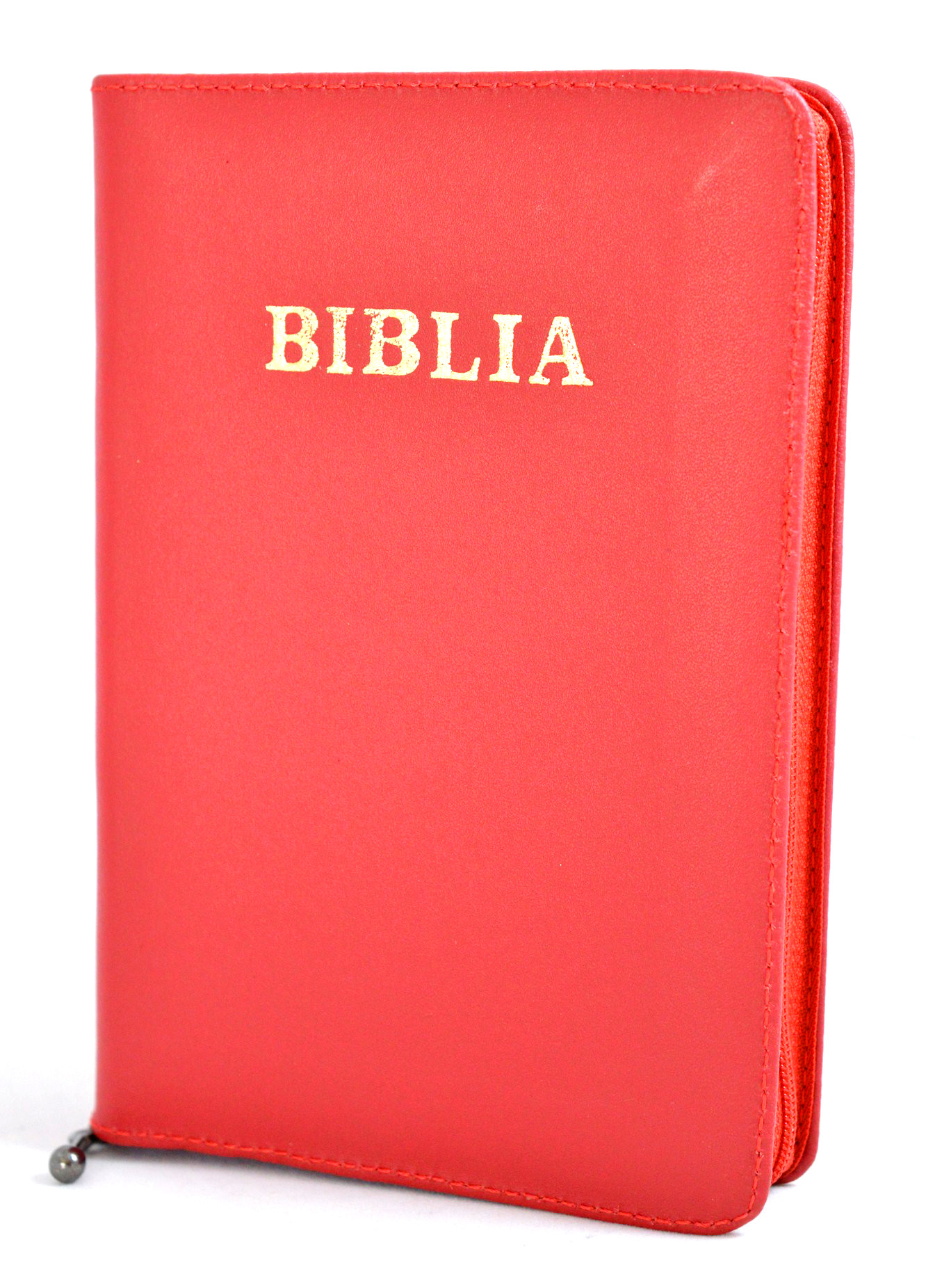 Biblia marime medie, din piele, rosie, fermoar [063 PF]