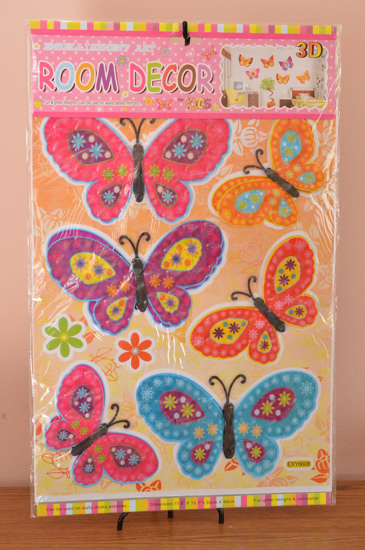 Fluturi decorativi 3D (set 6 buc) - pentru camera de fetite II Fluturi decorativi 3D (set 6 buc) - pentru camera de fetite II