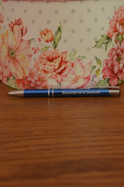 Pix cu mesaj crestin - Bucurati-va in Domnul! (albastru ) Pix cu mesaj crestin - Bucurati-va in Domnul! (albastru )