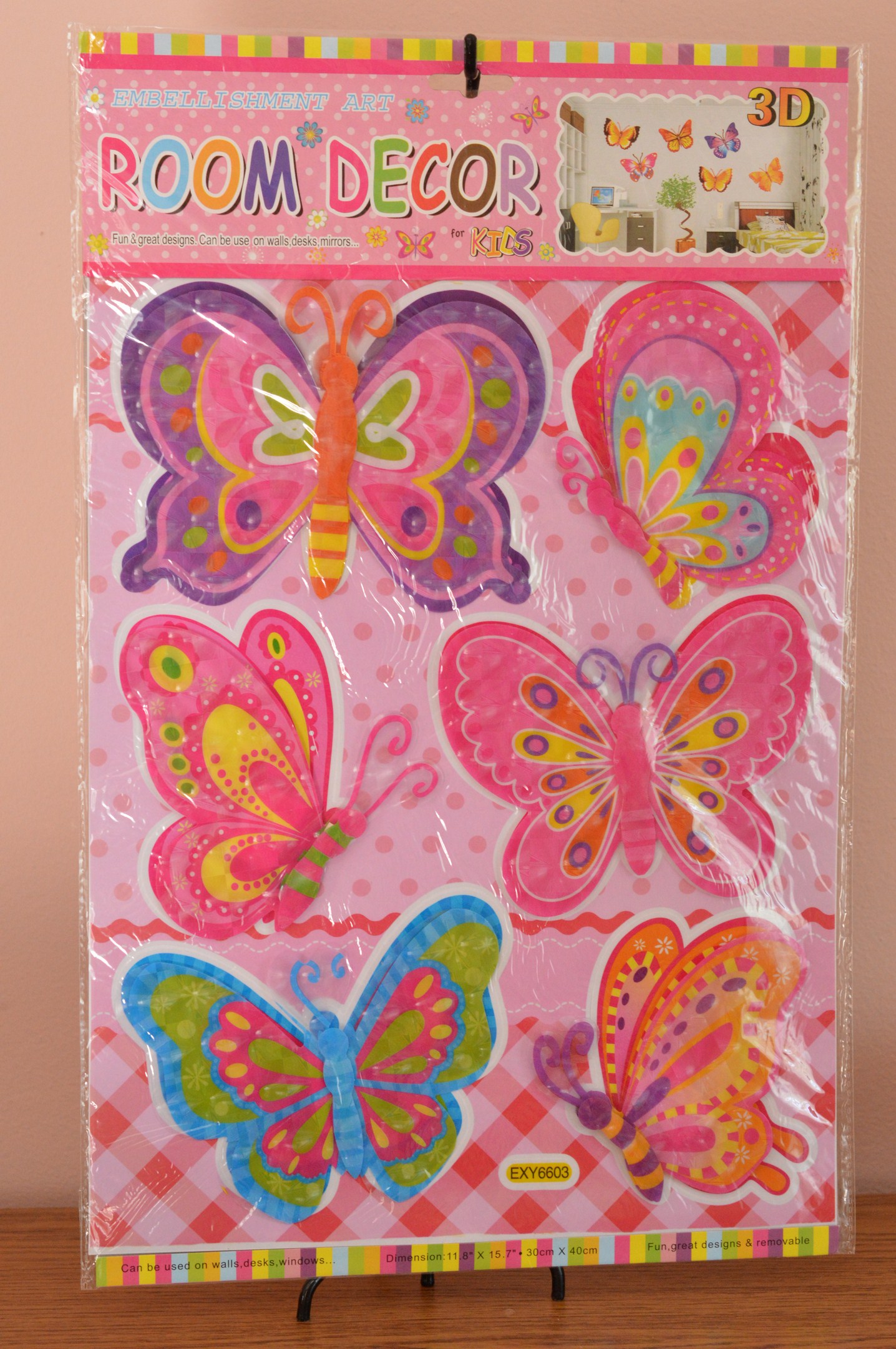 Fluturi decorativi 3D (set 6 buc) - pentru camera de fetite III Fluturi decorativi 3D (set 6 buc) - pentru camera de fetite III