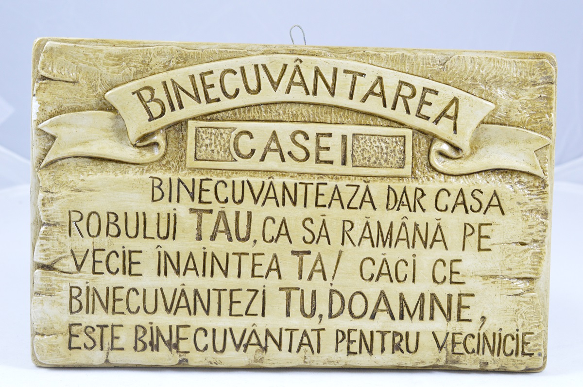 Binecuvantarea casei gravata, material pulbere ceramica Binecuvantarea casei gravata, material pulbere ceramica