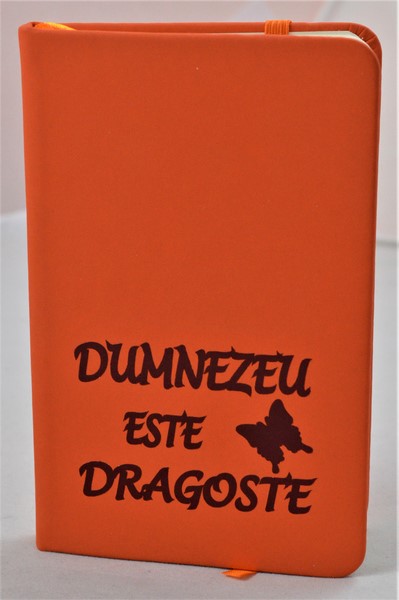 Carnetel A6 - Dumnezeu este dragoste (portocaliu)