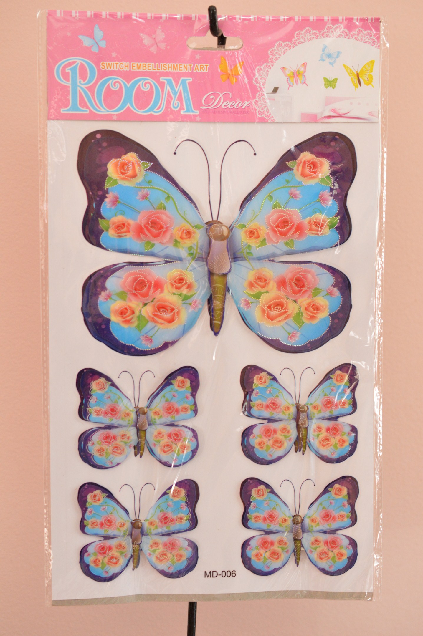 Fluturi decorativi (set 5 buc) - model trandafiri Fluturi decorativi (set 5 buc) - model trandafiri