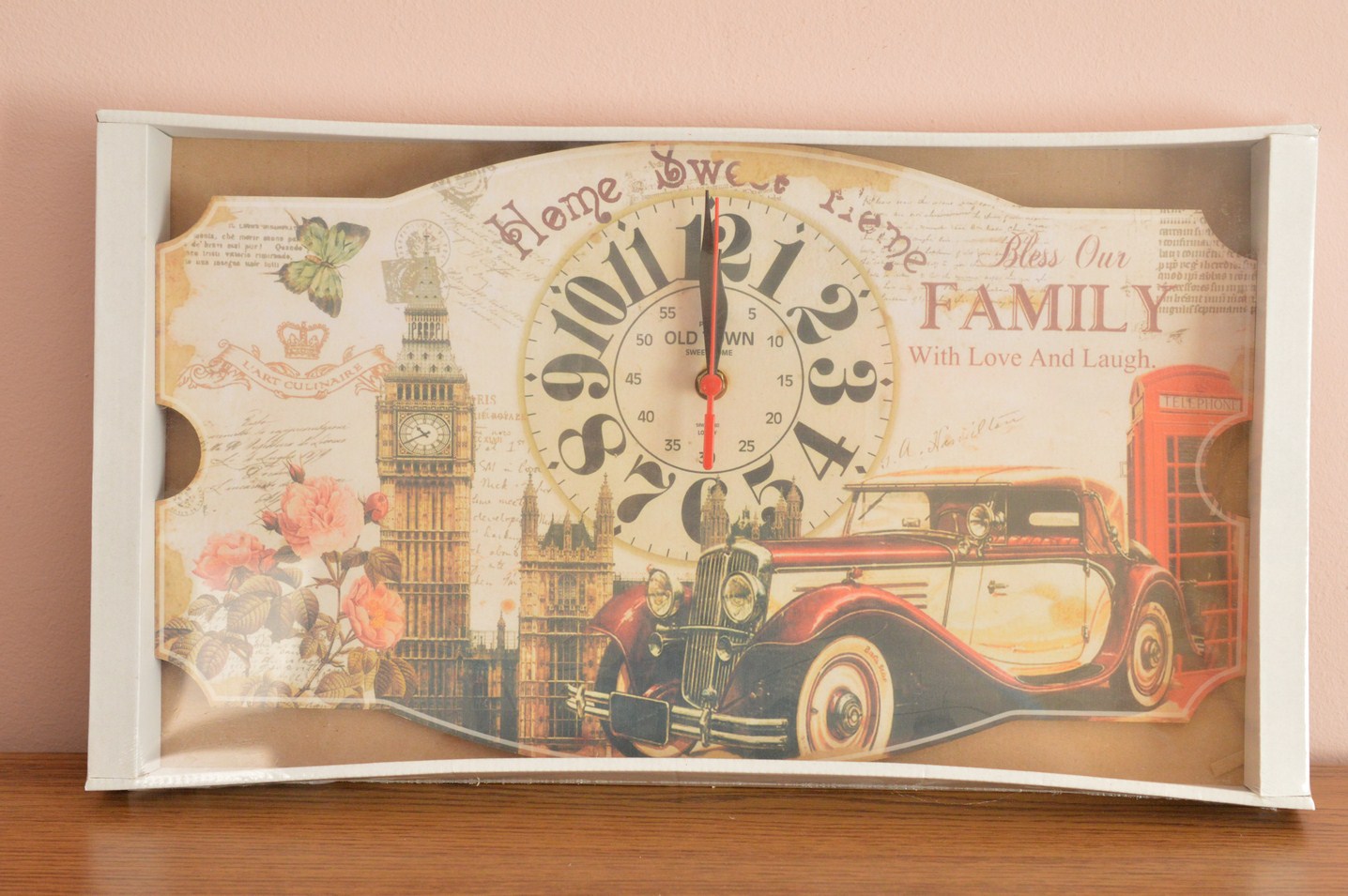 Ceas sub forma de cuier- Have sweet home 28x40cm Ceas sub forma de cuier- Have sweet home 28x40cm