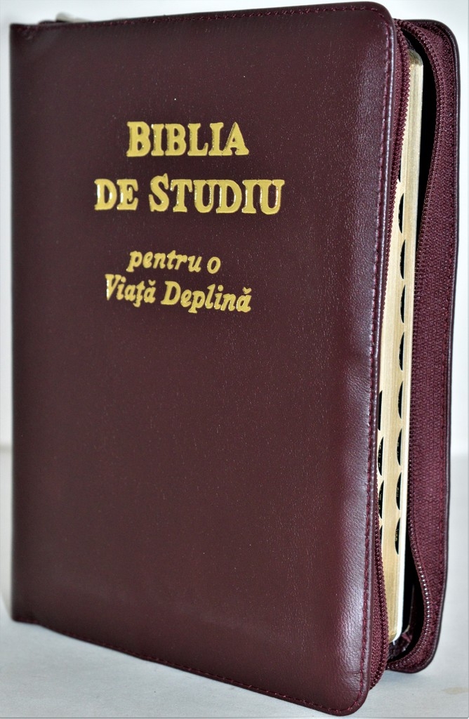 Biblia de studiu pentru o viata deplina, cu concordanta si explicatiii, fermoar, visiniu inchis, index, margini aurii Biblia de studiu pentru o viata deplina, cu concordanta si explicatiii, fermoar, visiniu inchis, index, margini aurii