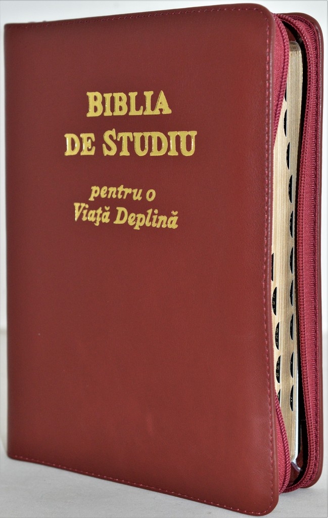 Biblia de studiu pentru o viata deplina, cu concordanta si explicatiii, fermoar, stacojiu, index, margini aurii Biblia de studiu pentru o viata deplina, cu concordanta si explicatiii, fermoar, stacojiu, index, margini aurii