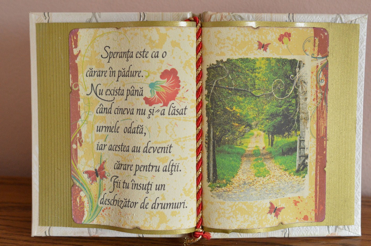 Carte decorativa - Speranta este ca o carare... (14x21 cm) Carte decorativa - Speranta este ca o carare... (14x21 cm)