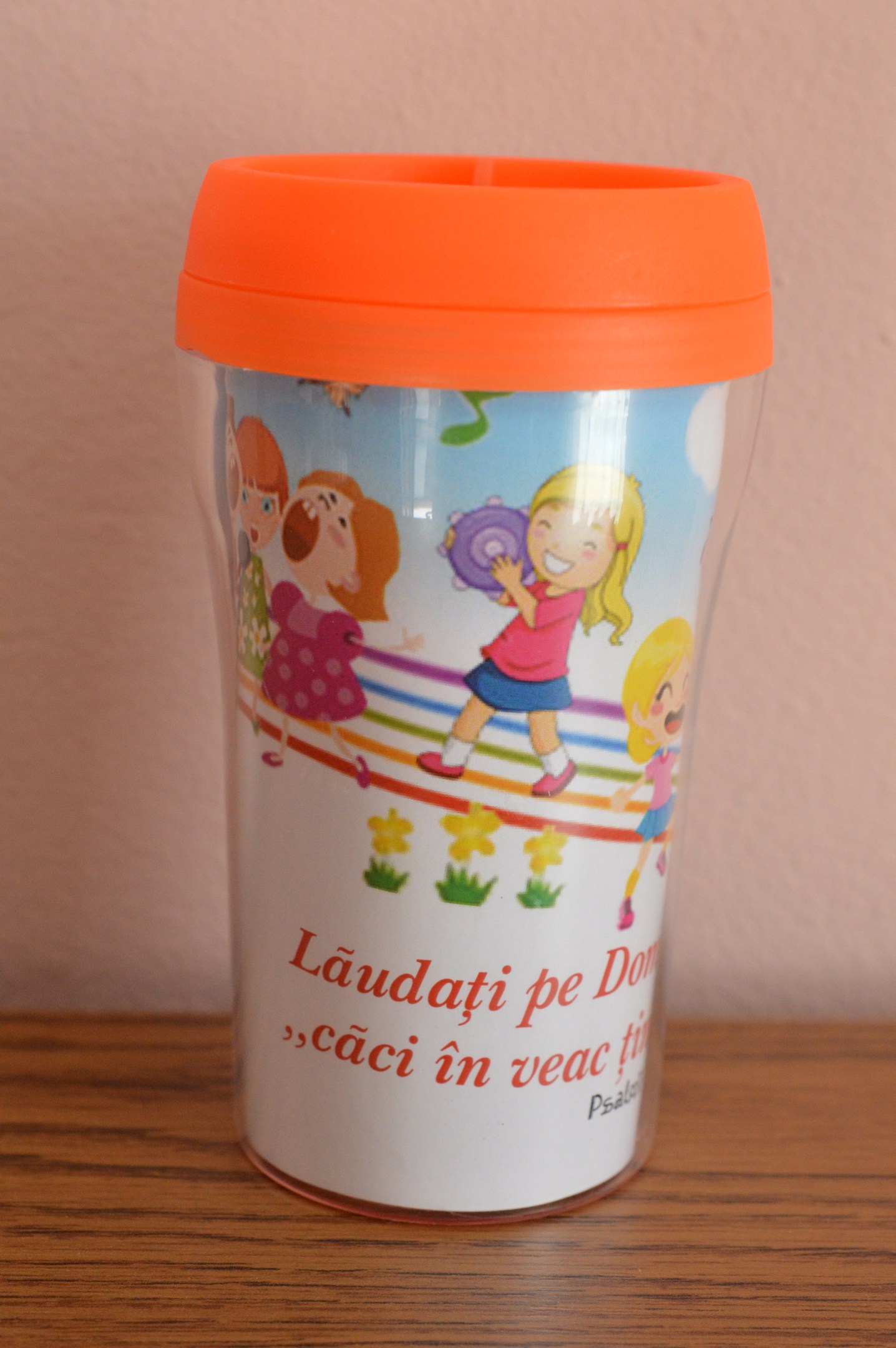 Cana termoizolanta -  Laudati pe Domnul (9x17cm) portocaliu