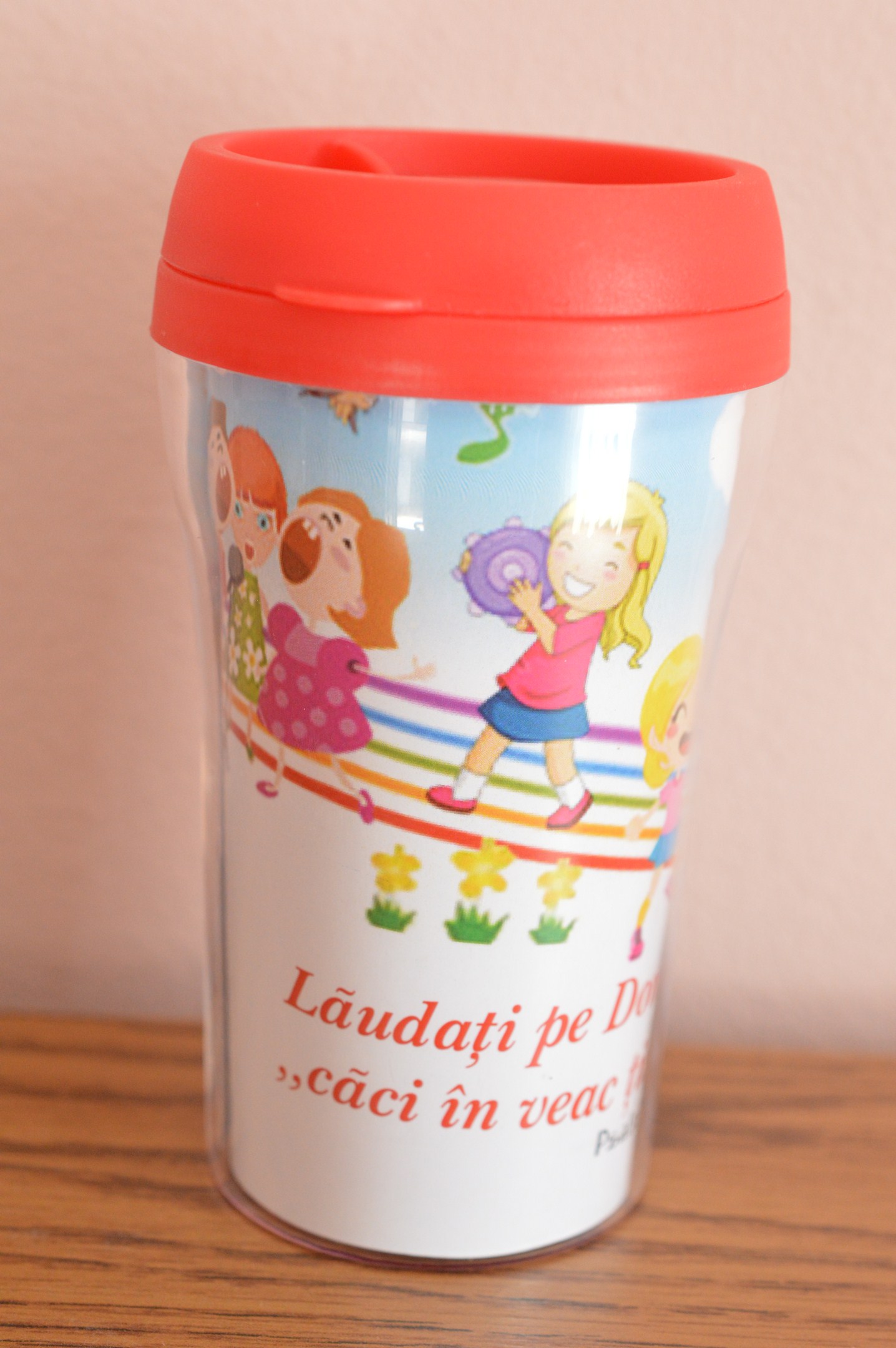 Cana termoizolanta -  Laudati pe Domnul (9x17cm) rosu