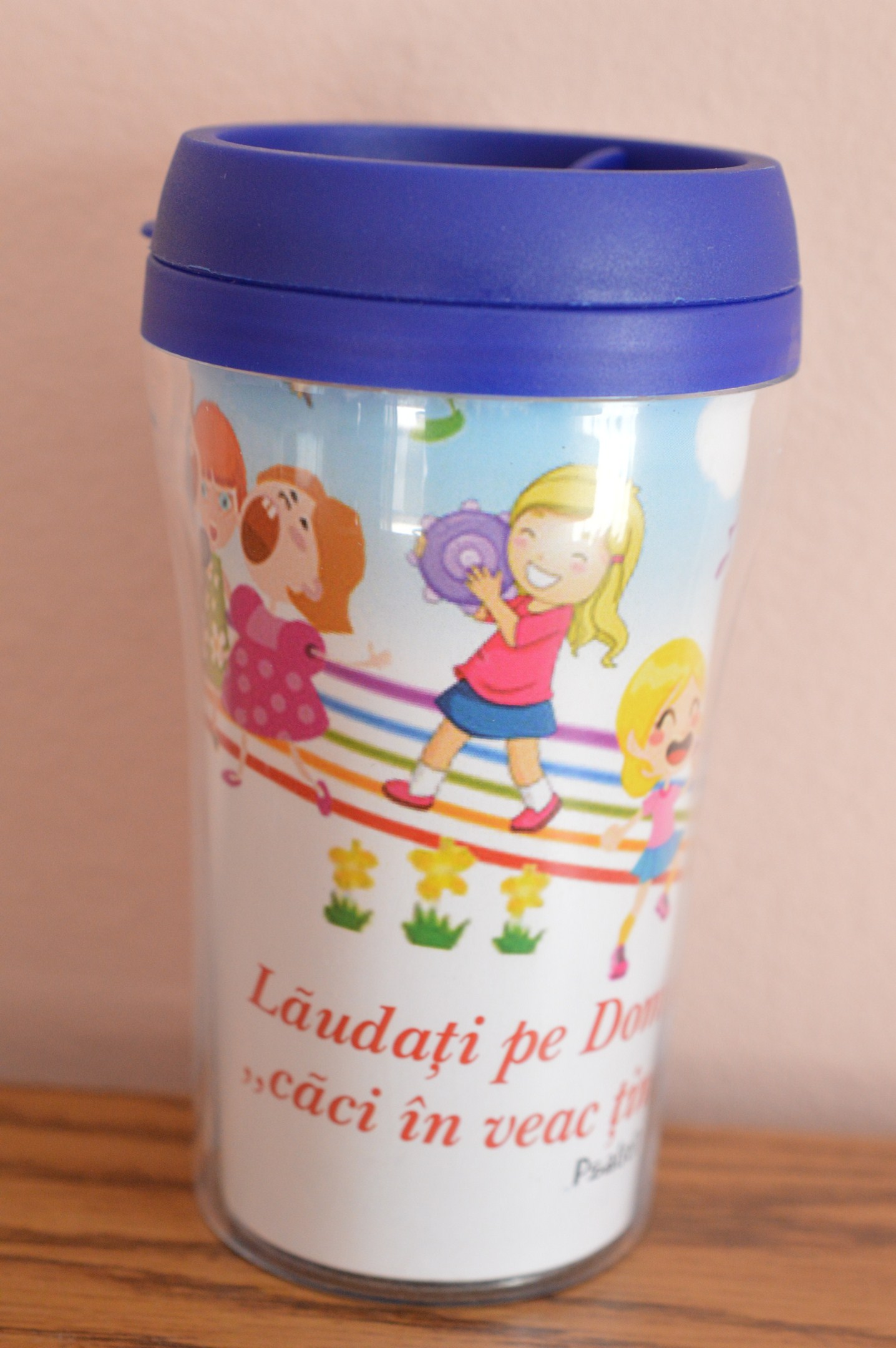 Cana termoizolanta -  Laudati pe Domnul (9x17cm) albastru Cana termoizolanta -  Laudati pe Domnul (9x17cm) albastru