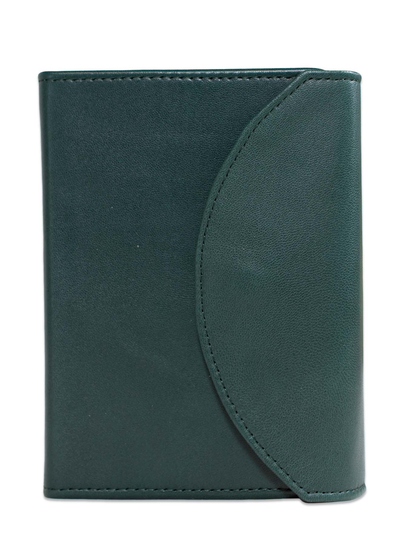 Biblia mica, din piele,verde, clapeta cu capsa, index, margini argintii, cuv. lui Isus in rosu [MAR 047 PCI]