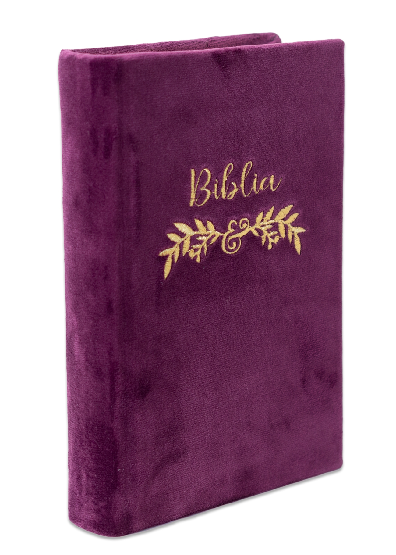 Biblia handmade, model 13, marime medie, coperta tare textila, margini aurii, index, cuv. lui Isus cu rosu [SI 057 HM]
