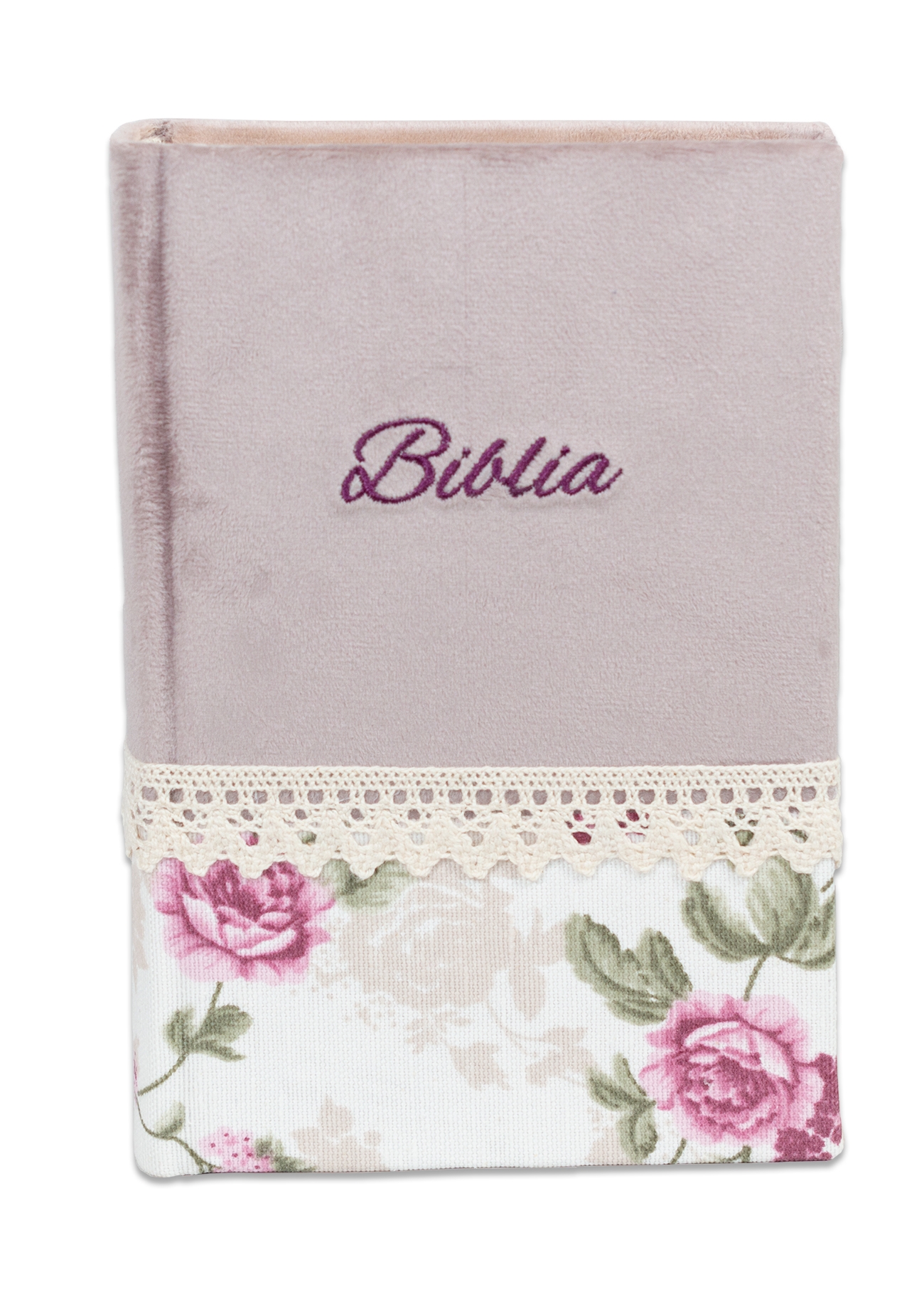 Biblia handmade, model 24, marime medie, coperta tare textila, margini aurii, index, cuv. lui Isus cu rosu [SI 057 HM]