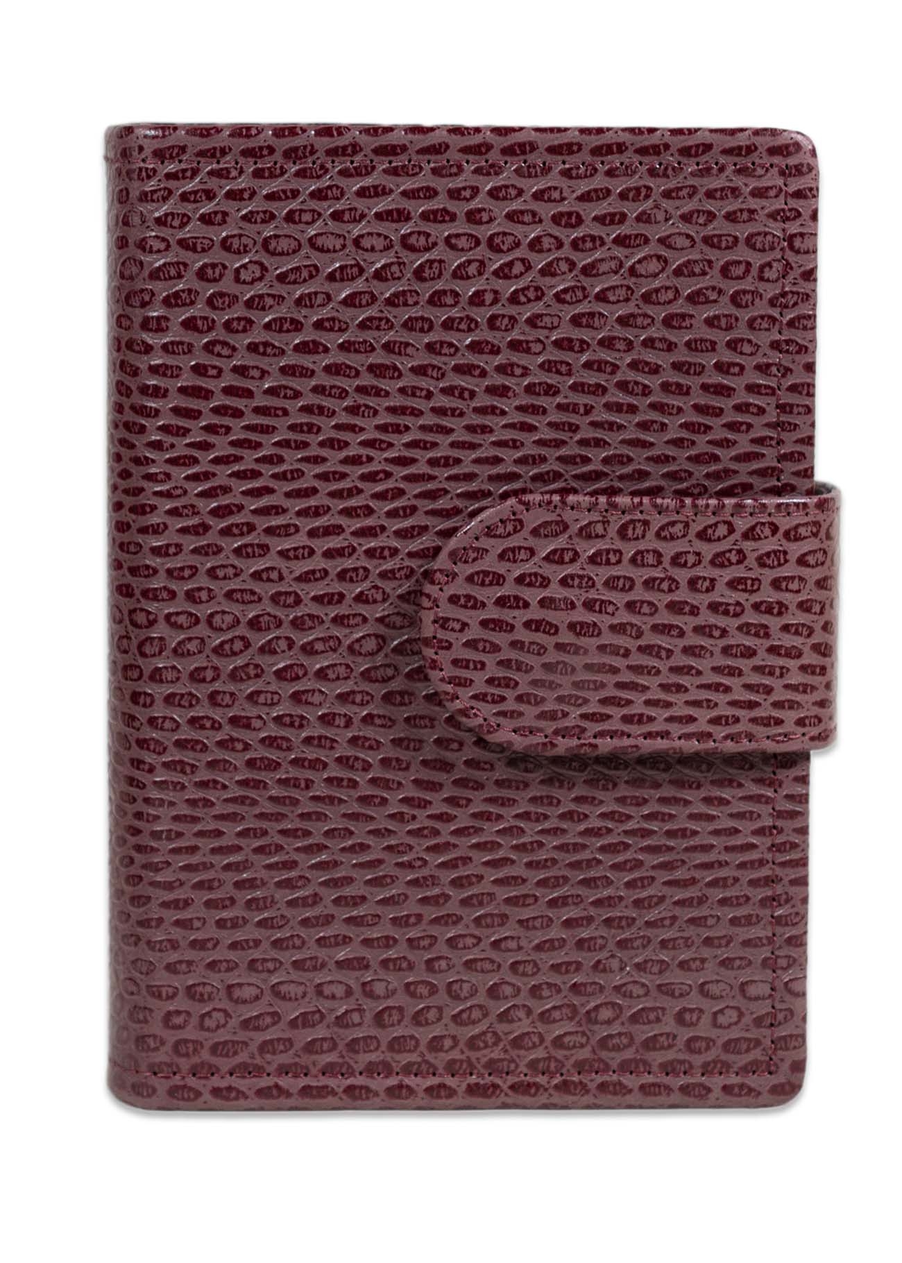 Biblia mica, din piele,maro cu forme , bareta cu capsa, index, margini argintii, cuv. lui Isus in rosu [MAR 047 PCI]