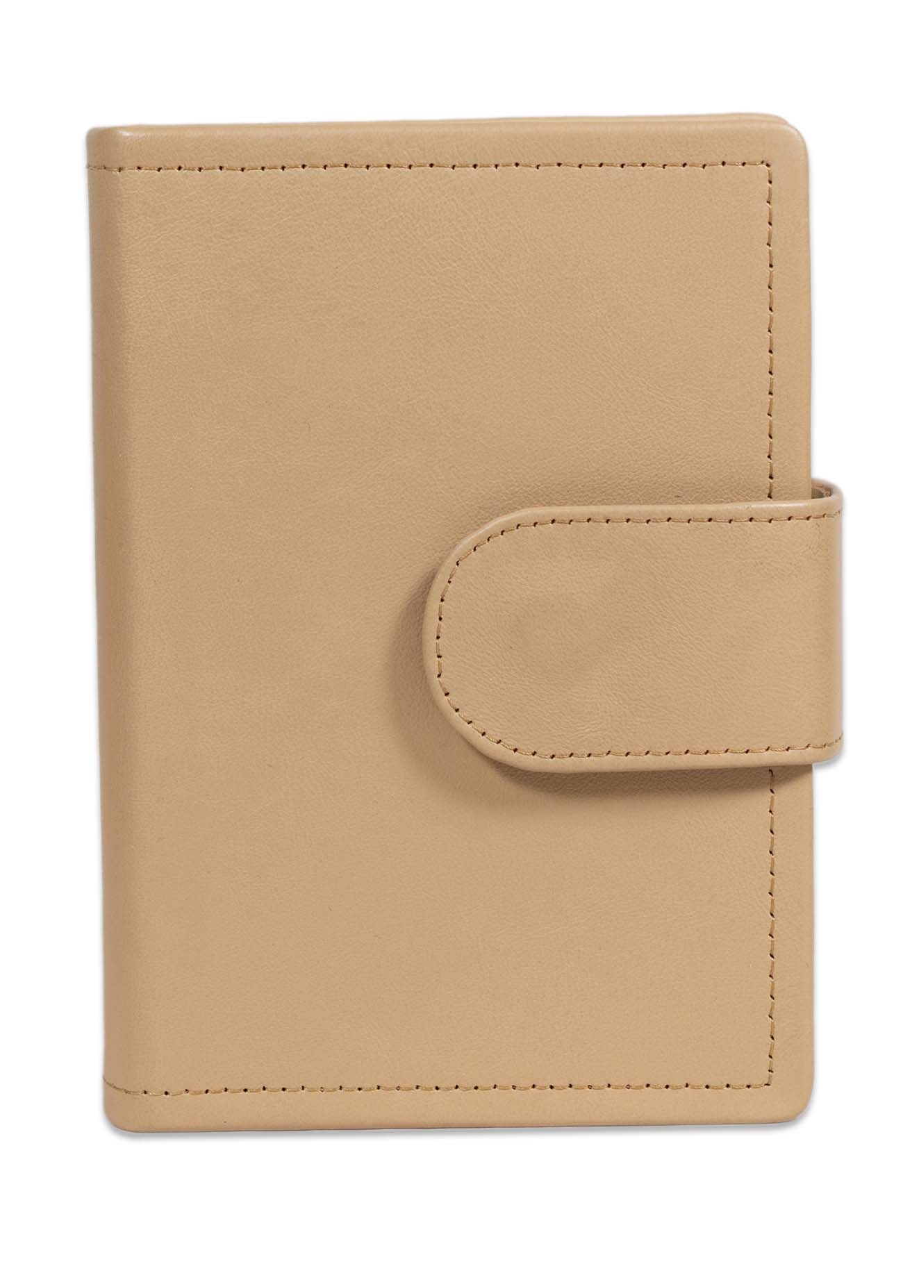 Biblia mica, din piele, bej, bareta cu capsa, index, margini argintii, cuv. lui Isus in rosu [MAR 047 PCI]