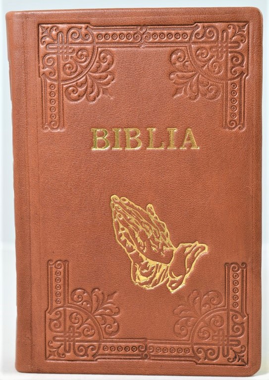 Biblia Handmade, mare, cu concordanta si explicatii, piele, maro, aurita,  cuv. lui Isus cu rosu [CO 77 HM]