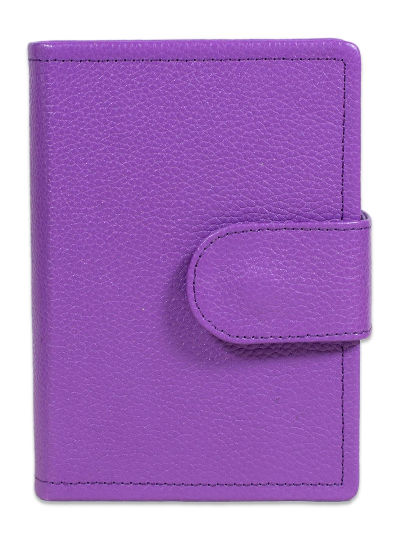 Biblia mica, din piele,mov , bareta cu capsa, index, margini argintii, cuv. lui Isus in rosu [MAR 047 PCI]