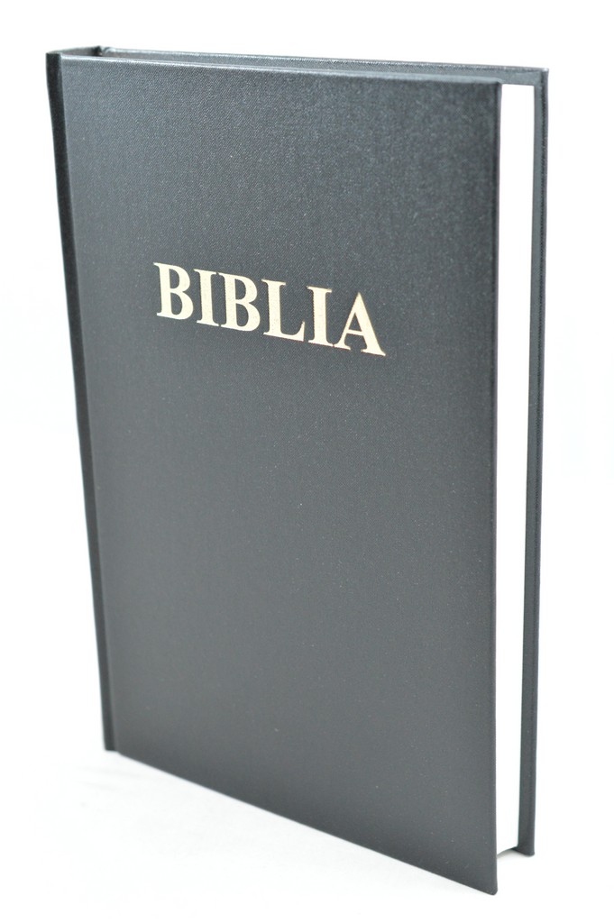 Biblia mare, neagra, cartonata, margini albe, cuv. lui Isus cu rosu [073 CT]