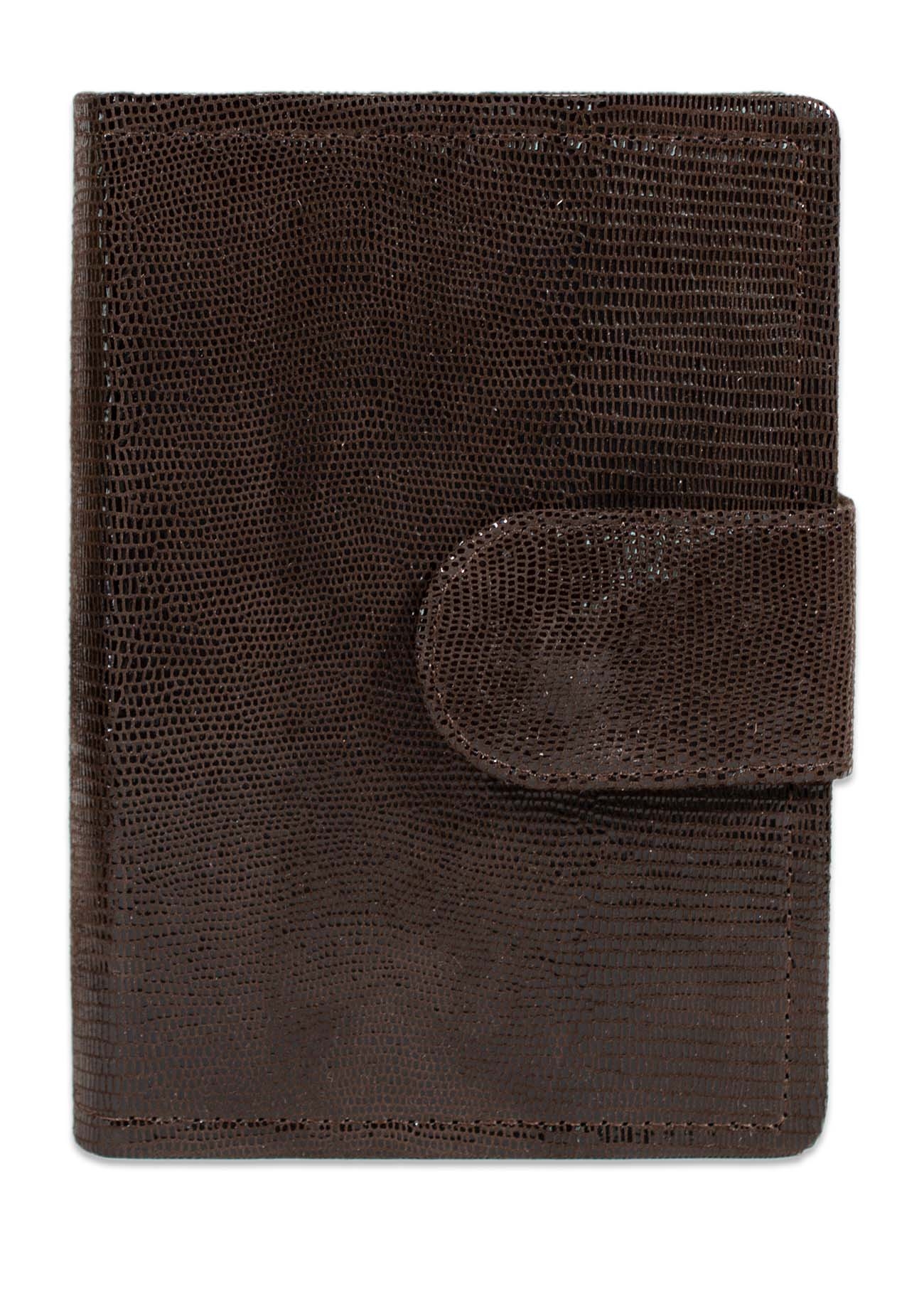 Biblia mica, din piele, maro  , bareta cu capsa, index, margini argintii, cuv. lui Isus in rosu [MAR 047 PCI]