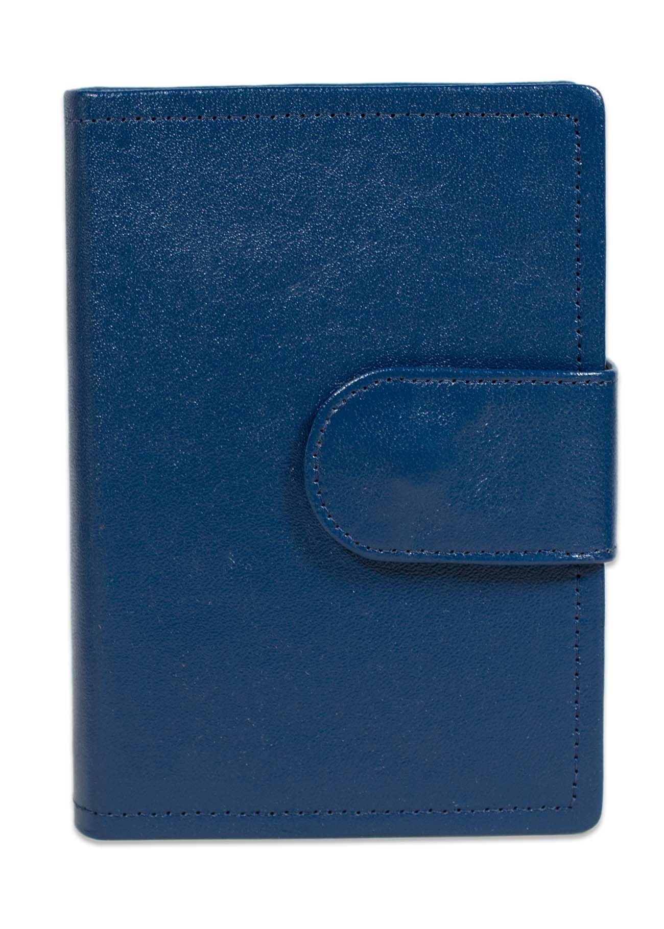 Biblia mica, din piele , bleumarin,bareta cu capsa, index, margini argintii, cuv. lui Isus in rosu [MAR 047 PCI]