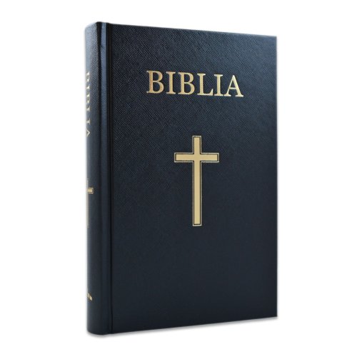 Biblia marime medie, neagra, cu coperta tare, fara trimiteri, cu cruce, cuv. lui Isus cu rosu [063 CT]