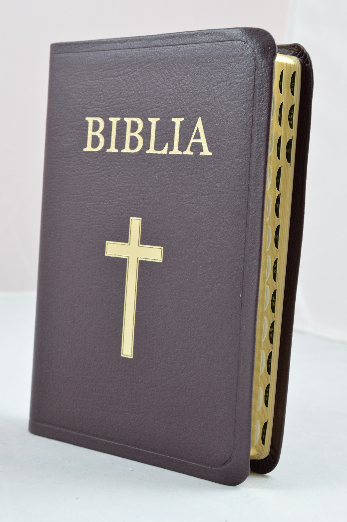 Biblie din piele visinie, medie, index lateral, margini aurii [053 PR]