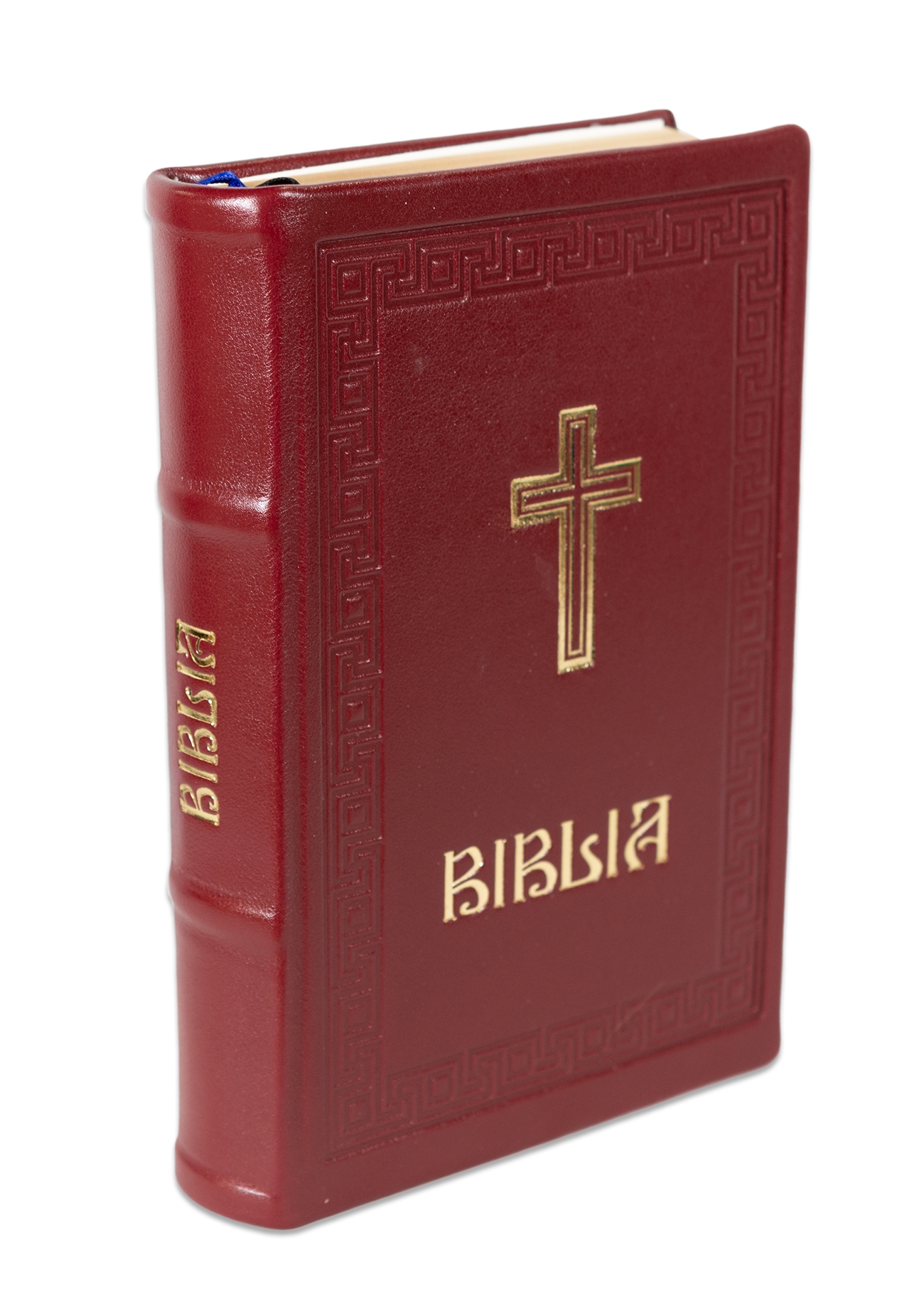 Biblia editie limitata, prelucrata manual, marime medie, maro inchis , margini aurii, index, simbol cruce , cuv. lui Isus cu rosu [057 HMI]