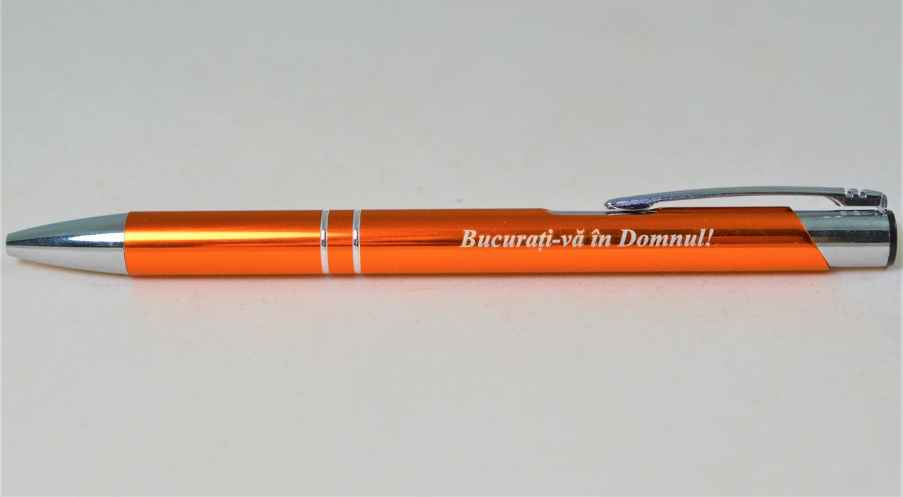 Pix metalic - Bucurati-va in Domnul (portocaliu deschis) Pix metalic - Bucurati-va in Domnul (portocaliu deschis)