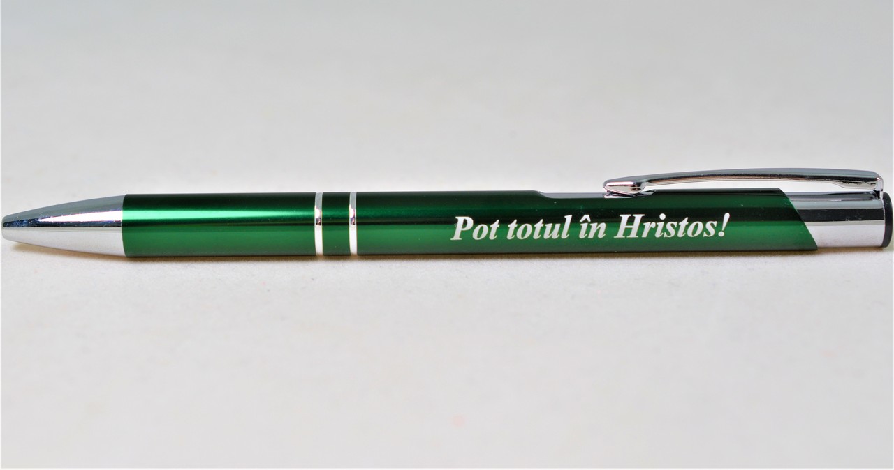 Pix metalic - Pot totul in Hristos! (verde inchis) Pix metalic - Pot totul in Hristos! (verde inchis)