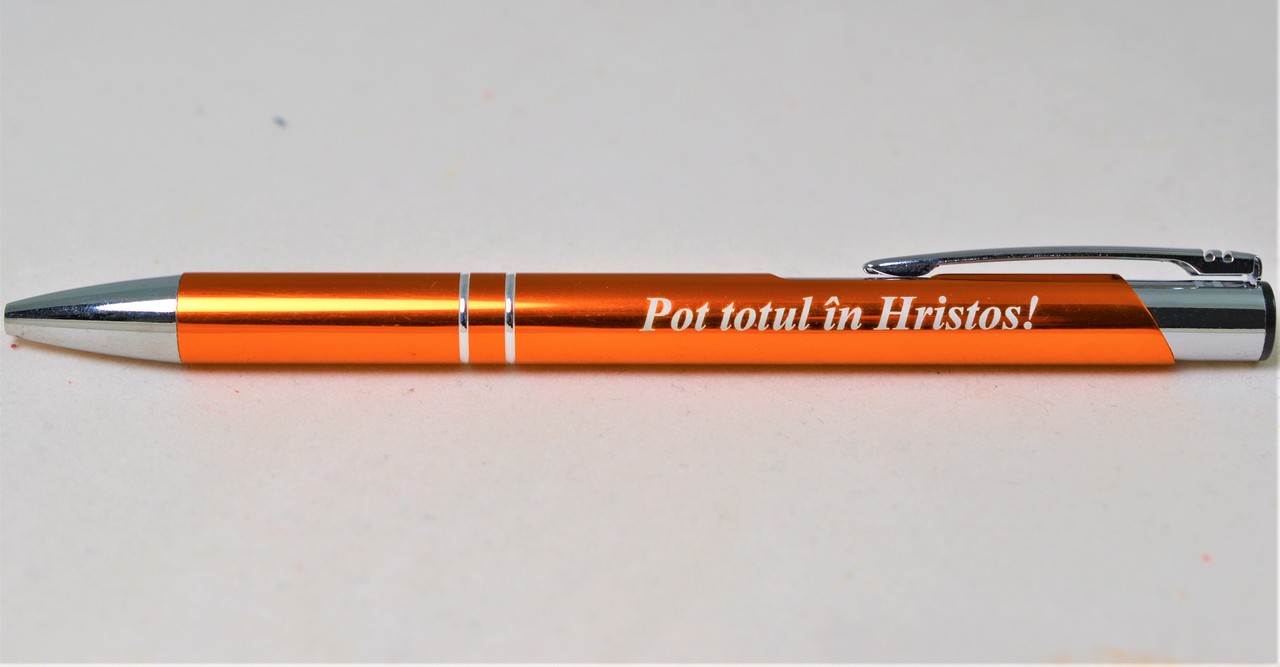 Pix metalic - Pot totul in Hristos! (portocaliu inchis) Pix metalic - Pot totul in Hristos! (portocaliu inchis)