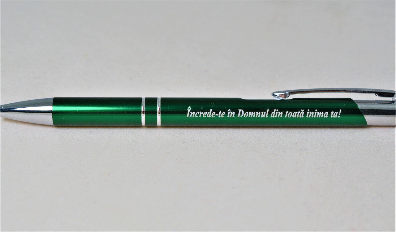 Pix metalic - Increde-te in Domnul din toata inima ta! (verde inchis) Pix metalic - Increde-te in Domnul din toata inima ta! (verde inchis)