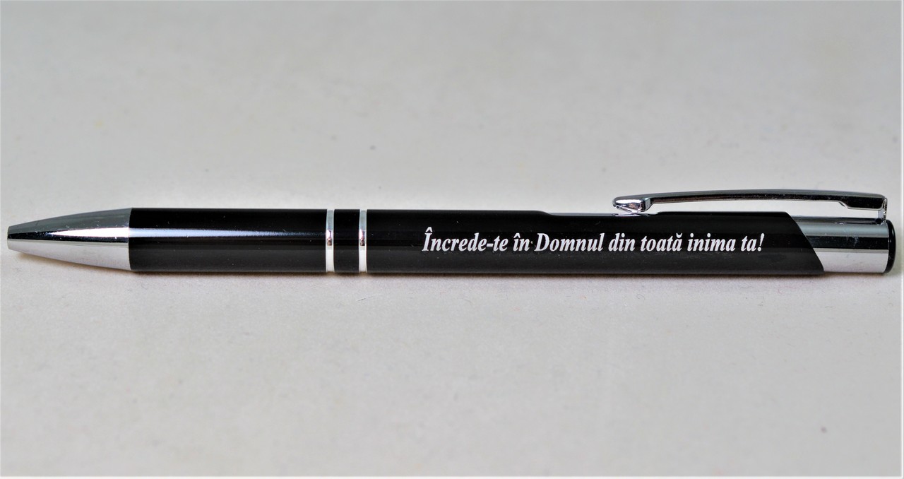 Pix metalic - Increde-te in Domnul din toata inima ta! (negru) Pix metalic - Increde-te in Domnul din toata inima ta! (negru)