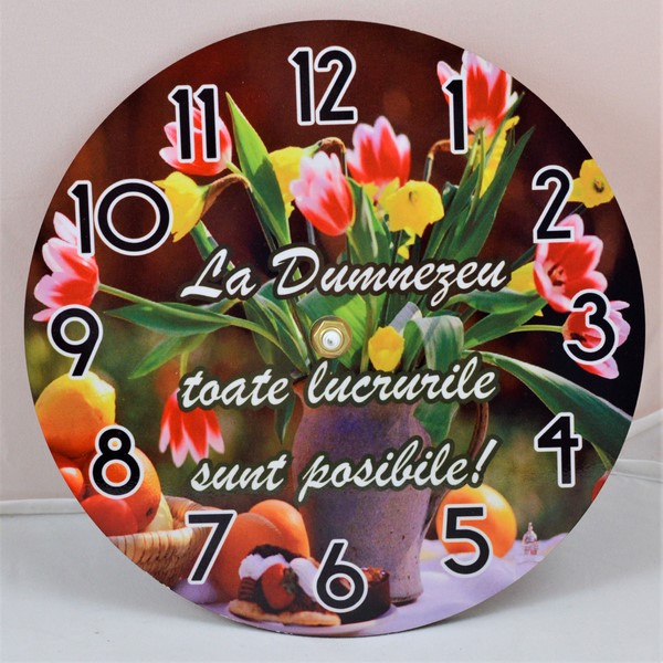 Ceas de perete rotund - La Dumnezeu toate lucrurile - 30 cm Ceas de perete rotund - La Dumnezeu toate lucrurile - 30 cm