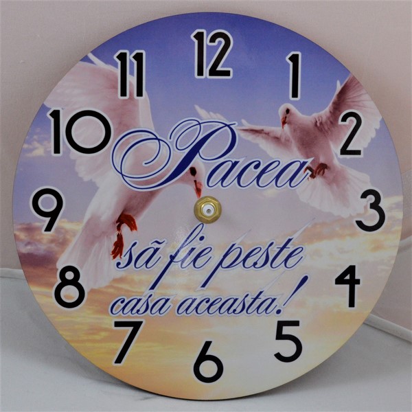 Ceas de perete rotund -Pacea sa fie peste casa aceasta- 20 cm Ceas de perete rotund -Pacea sa fie peste casa aceasta- 20 cm
