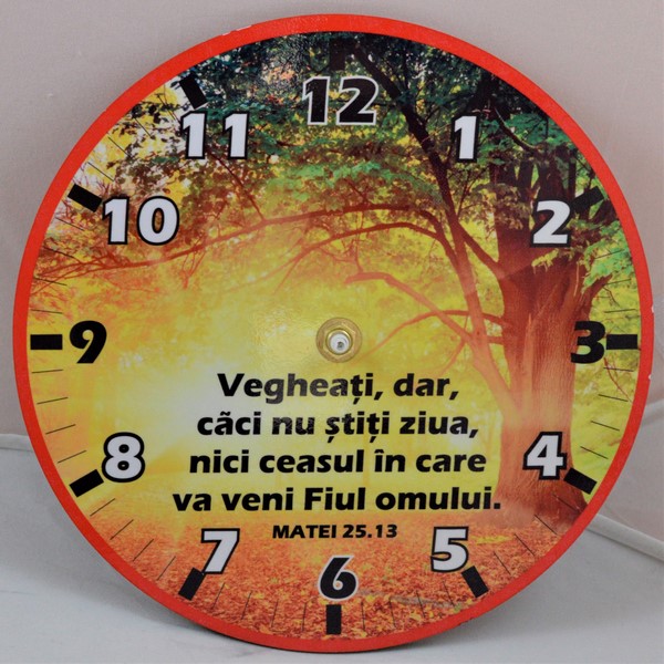 Ceas de perete rotund din sticla - Vegheati - 20 cm Ceas de perete rotund din sticla - Vegheati - 20 cm