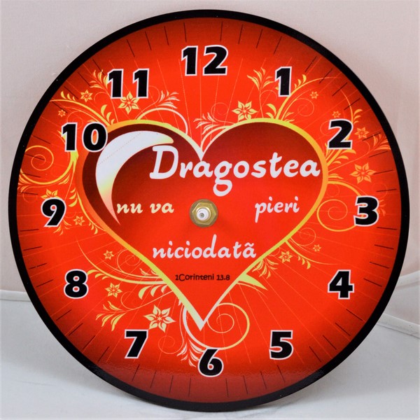 Ceas de perete rotund - Dragostea nu va pieri niciodata - (30 CM) Ceas de perete rotund - Dragostea nu va pieri niciodata - (30 CM)