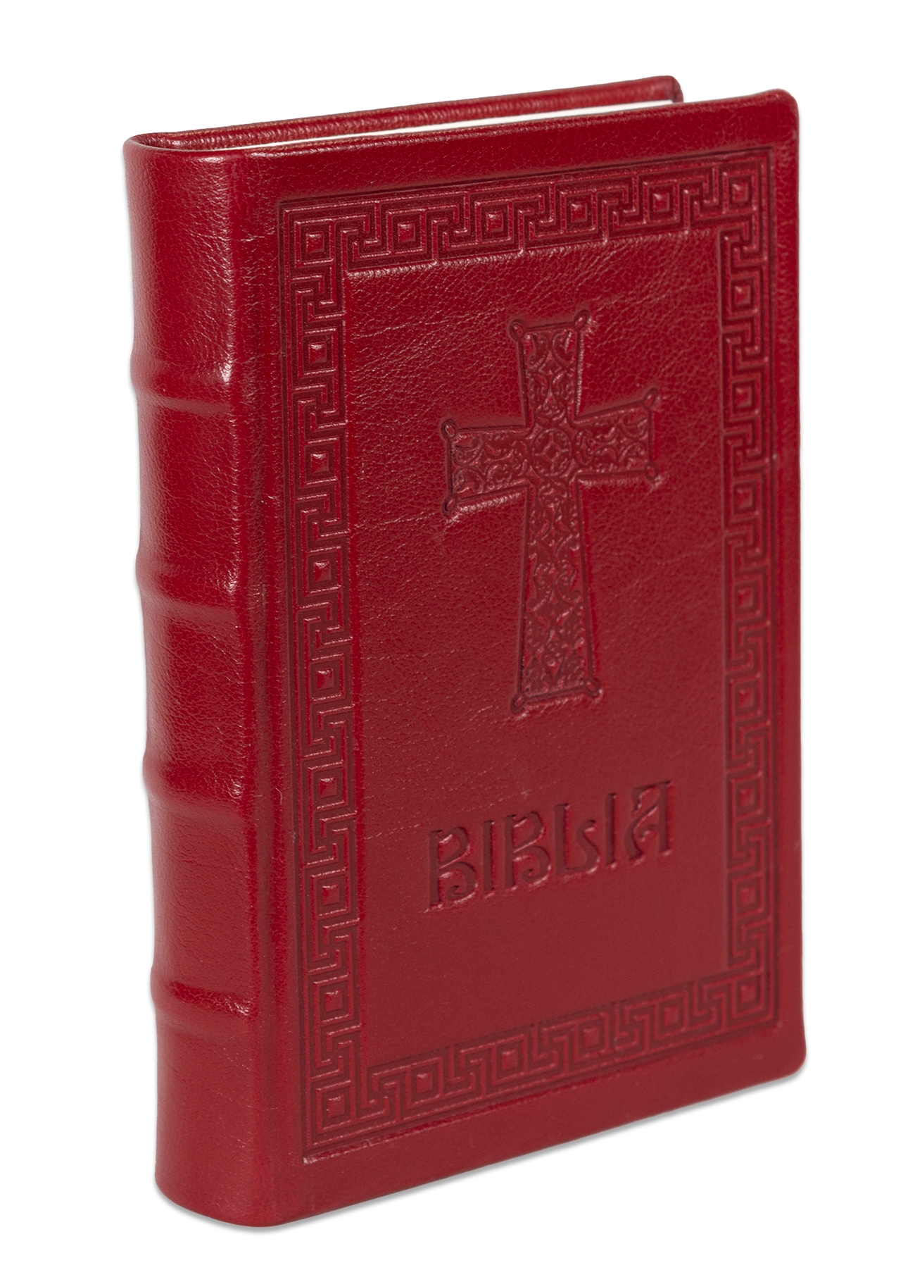 Biblia editie limitata, prelucrata manual, marime medie, visinie, margini aurii, index, simbol cruce, cuv. lui Isus cu rosu [057 HMI]